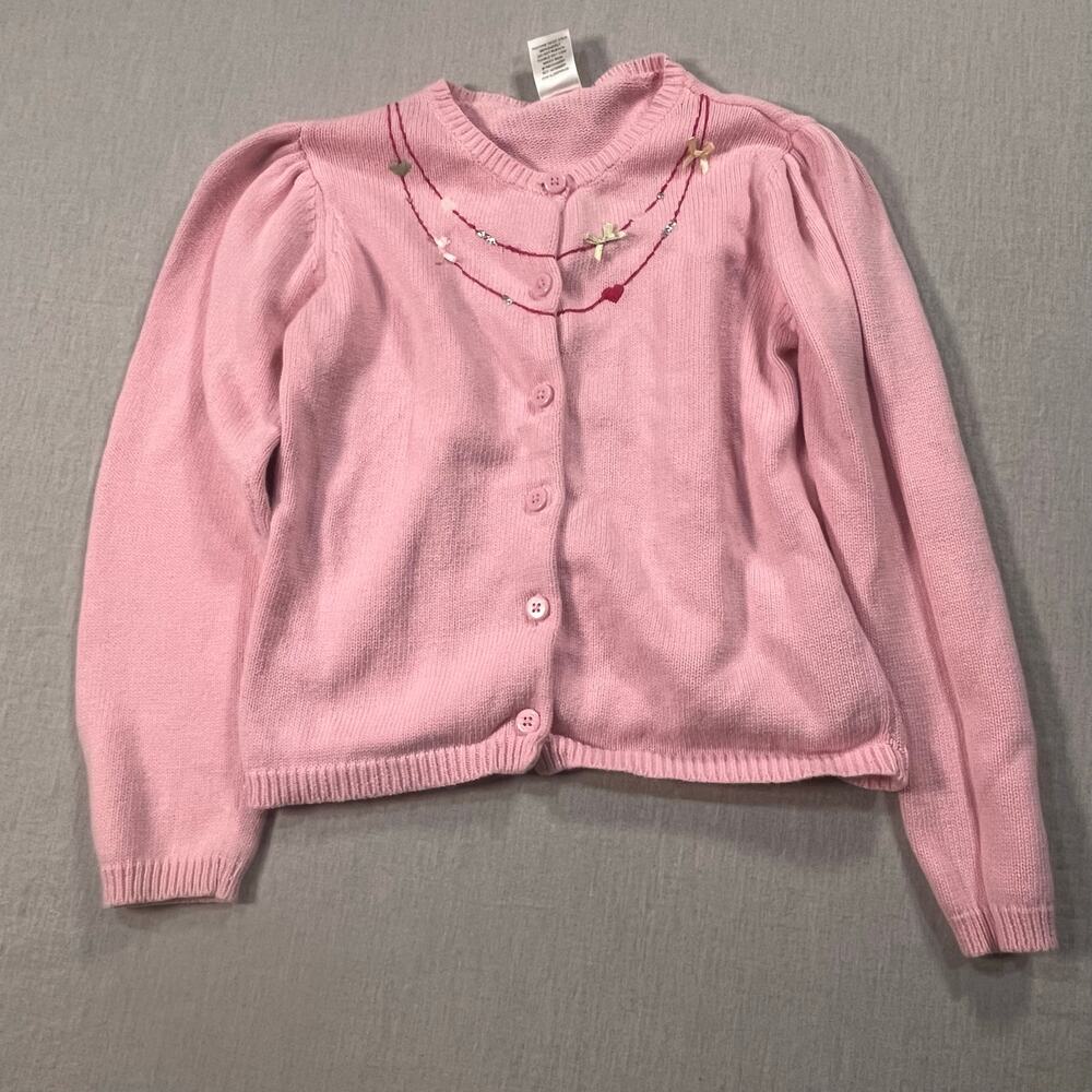 Gymboree Girls 7 Pink Cardigan Whimsical Cottagecore Storybook Embroidery